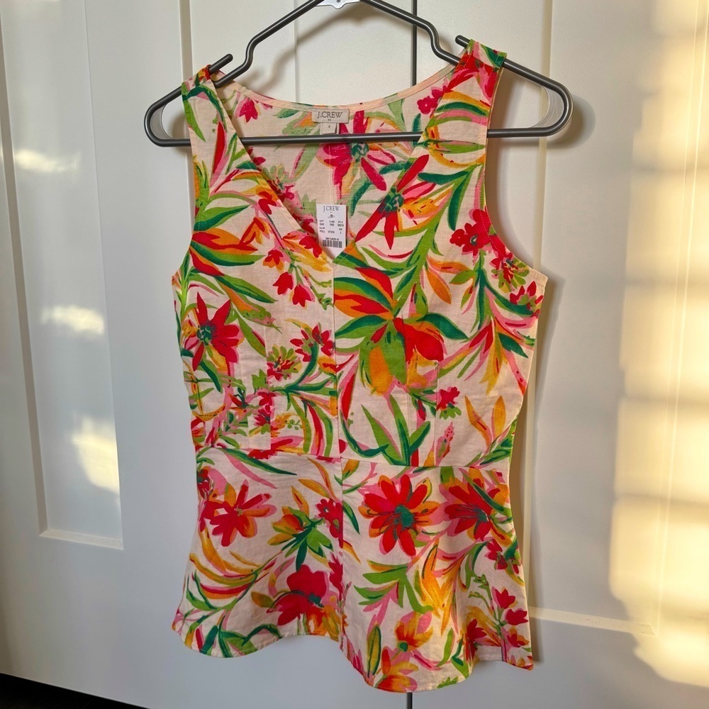 J. Crew Sleeveless Tropical Print Top